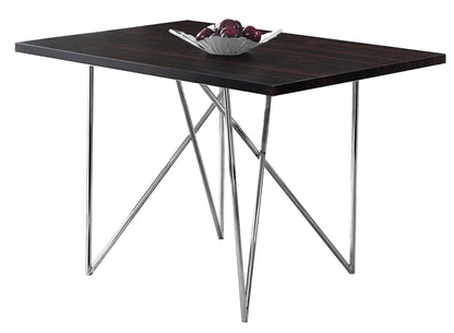 31.5" X 47.5" X 30" Cappuccino Hollow Core Particle Board Metal  Dining Table