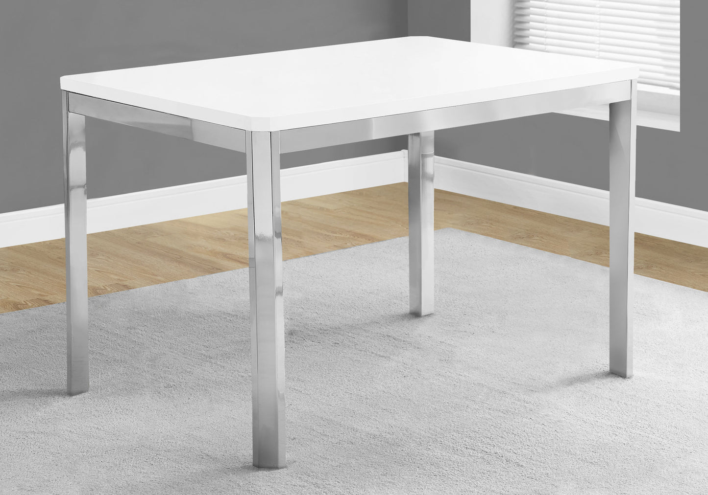 31.5" X 47.5" X 30" White Particle Board Metal  Dining Table