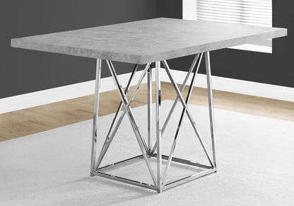 36" X 48" X 31" Grey  Particle Board And Chrome Metal  Dining Table
