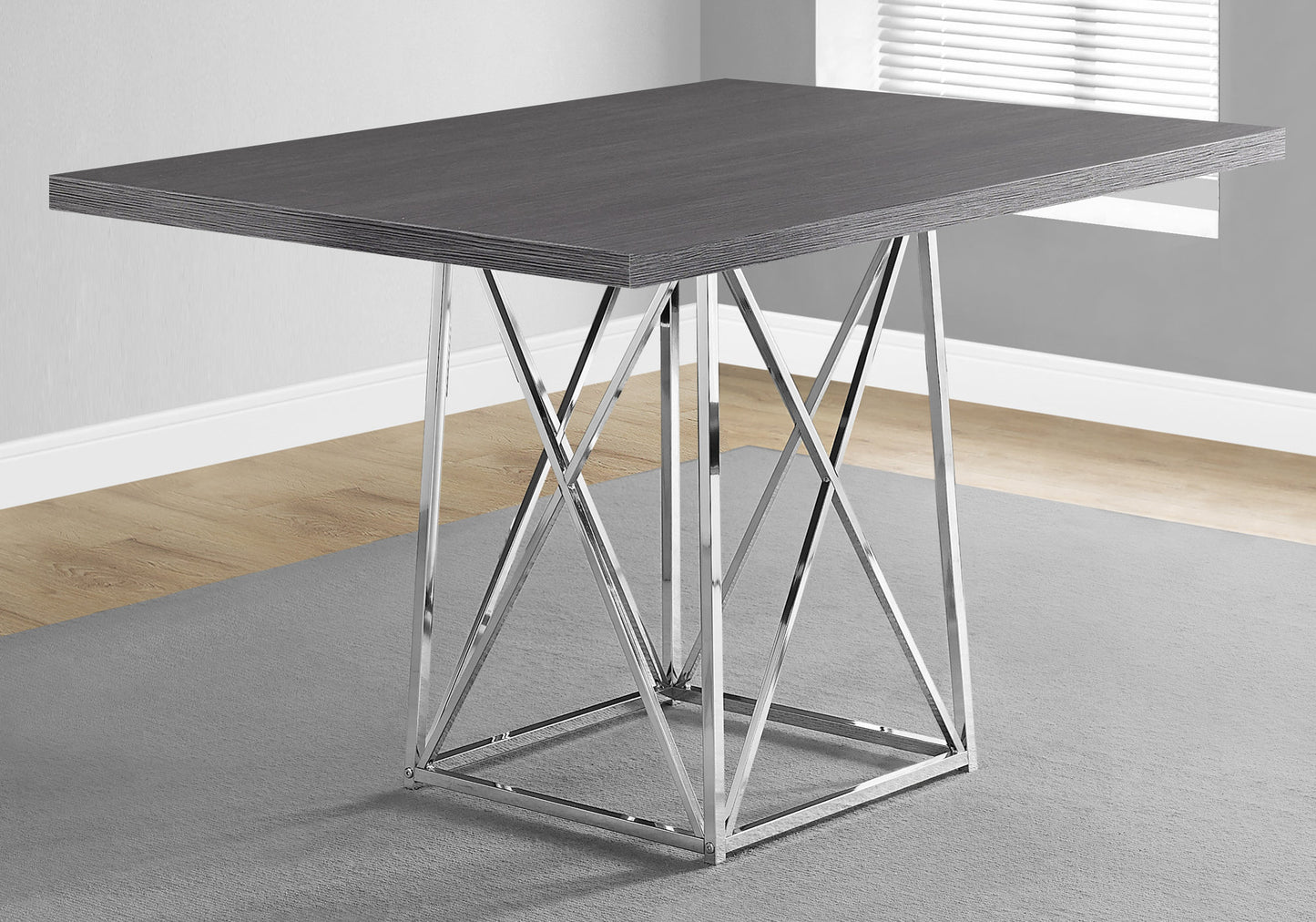 36" X 48" 31" Greywithblack  Reclaimed Wood  Particle Board And Metal  Dining Table