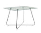 31" Chrome Metal And Clear Tempered Glass Dining Table