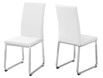 Two 39.5" Leather Look Foam And Chrome Metal Dining Chairs