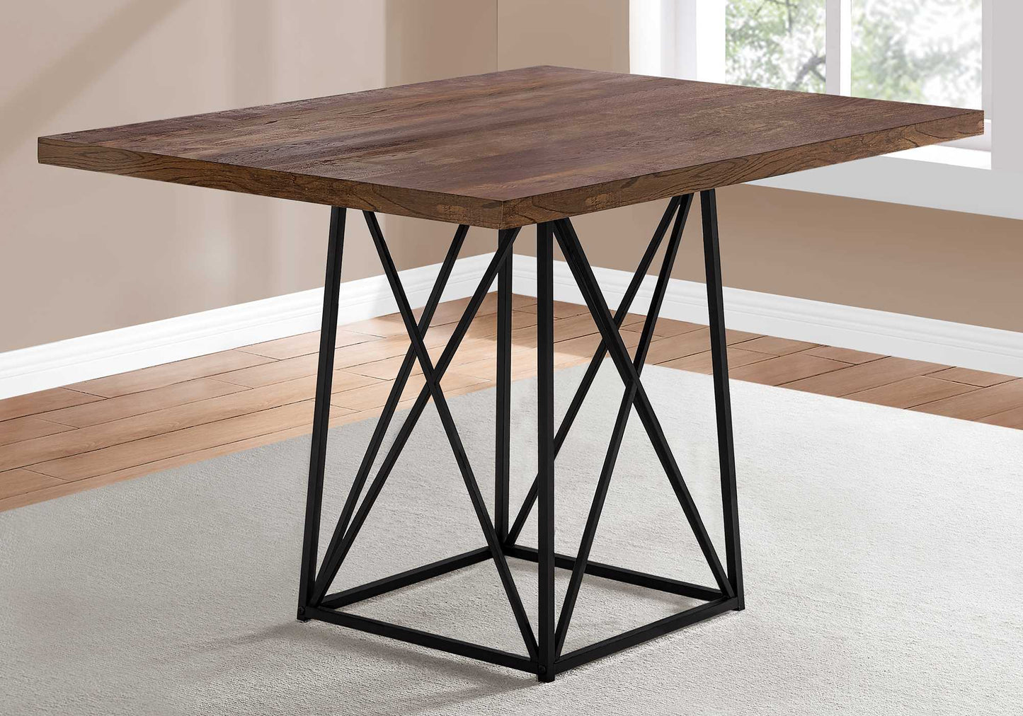 36" X 48" 31" Greywithblack  Reclaimed Wood  Particle Board And Metal  Dining Table