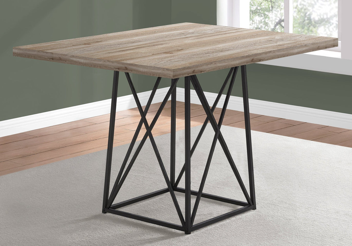 36" X 48" 31" Greywithblack  Reclaimed Wood  Particle Board And Metal  Dining Table