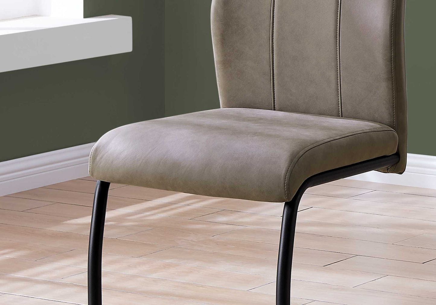 Two 77.5" Fabric Black Metal And Polyester Dining Chairs