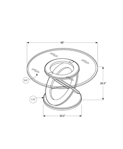 48" X 48" X 30.5" Espresso Clear Glass Solid Wood Tempered Glass  Tempered Glass Dining Table