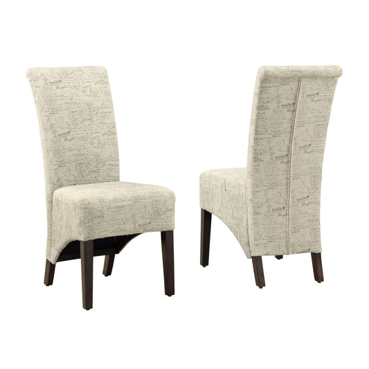 46" X 38" X 81" Beige Cappuccino Foam Particle Board Solid Wood Linen  Dining Chairs 2Pcs