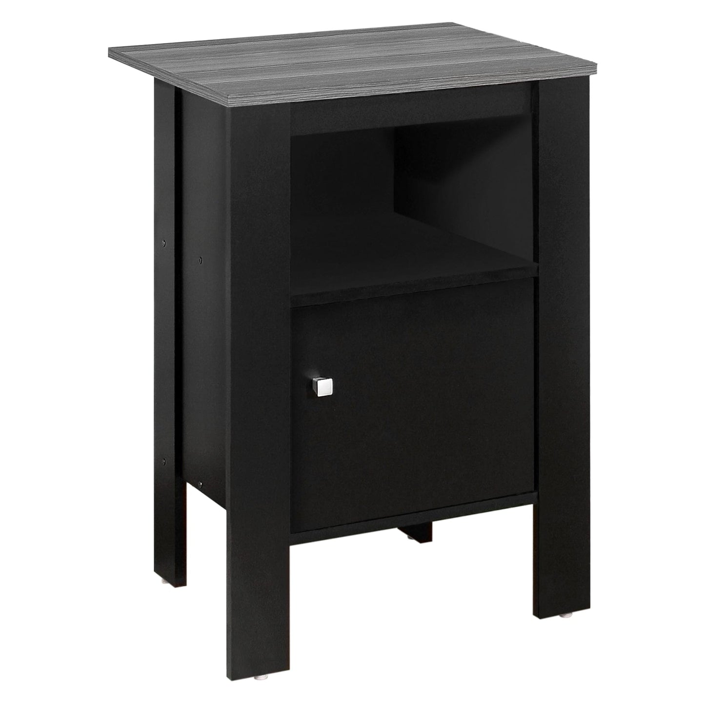 14" X 17.25" X 24.25" Black And Grey Night Stand With Storage