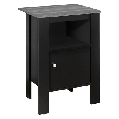 14" X 17.25" X 24.25" Black And Grey Night Stand With Storage