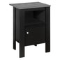 14" X 17.25" X 24.25" Black And Grey Night Stand With Storage