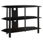 15.75" X 35.75" X 24" Black Metal Tempered Glass Tv Stand