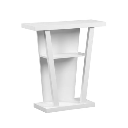 11.5" X 31.5" X 33.75" White Finish Hollow Core Accent Table