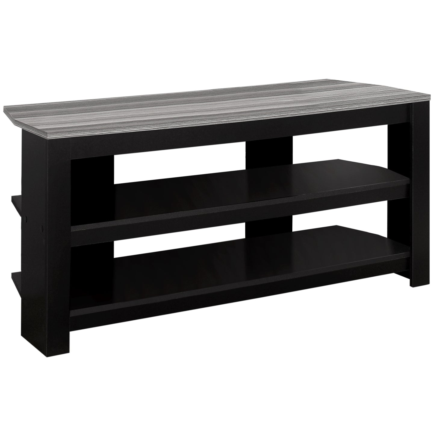 15.5" X 42" X 19.75" Black Grey Particle Board Laminate Tv Stand
