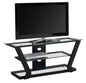16" X 48" X 20.5" Black Tempered Glass Metal Tv Stand