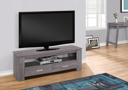 16.25" Cappuccino Particle Board And Laminate Tv Stand With 2 Storage Drawers