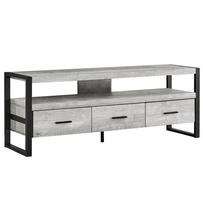 21.75" Particle Board Hollow Core & Black Metal Tv Stand With 3 Drawers