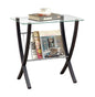 16.25" X 24" X 24.5" Cappuccinoclear Metal Particle Board Accent Table