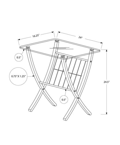 16.25" X 24" X 24.5" Cappuccinoclear Metal Particle Board Accent Table