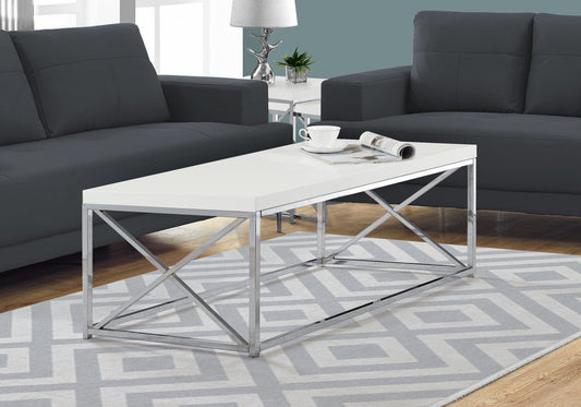 17" Particle Board And Chrome Metal Coffee Table