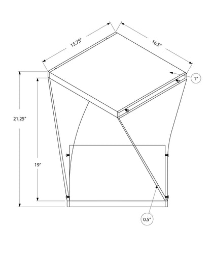 15.75" X 16.5" X 21.25" White Clear Acrylic Glass Accent Table