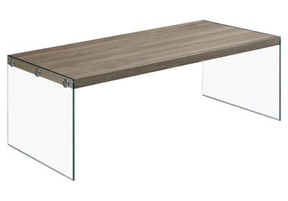 22" X 44" X 16" Dark Taupe  Tempered Glass  Coffee Table