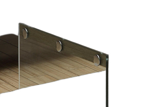 22" X 44" X 16" Dark Taupe  Tempered Glass  Coffee Table