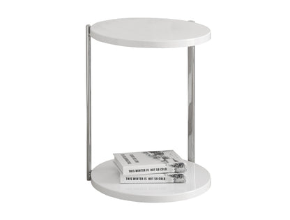 18.25" X 18.25" X 23.5" White Finish Laminate Metal Accent Table