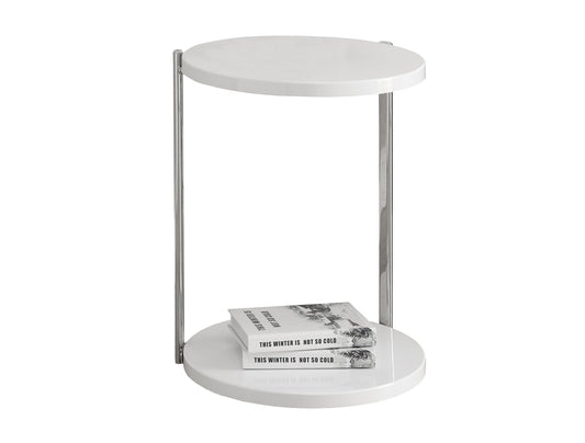 18.25" X 18.25" X 23.5" White Finish Laminate Metal Accent Table