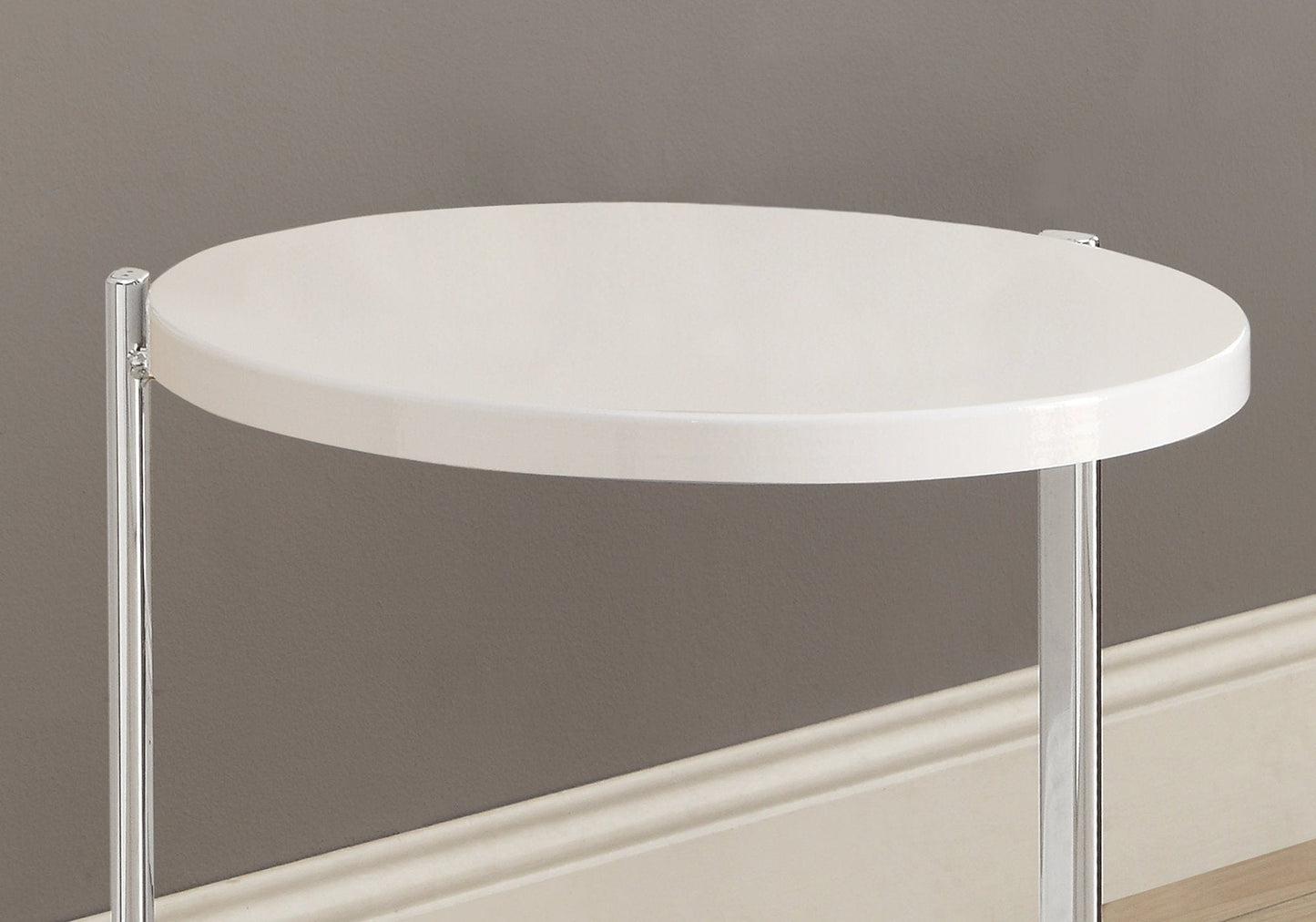 18.25" X 18.25" X 23.5" White Finish Laminate Metal Accent Table