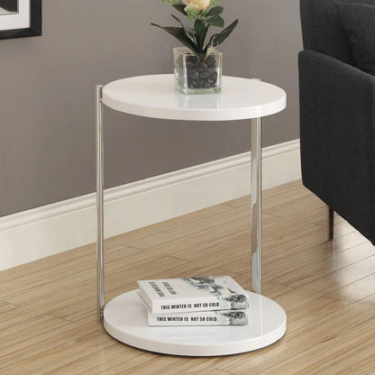 18.25" X 18.25" X 23.5" White Finish Laminate Metal Accent Table