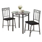 64" X 64" X 101" Grey  Black  Metal  Foam  Microfiber  3Pcs Dining Set