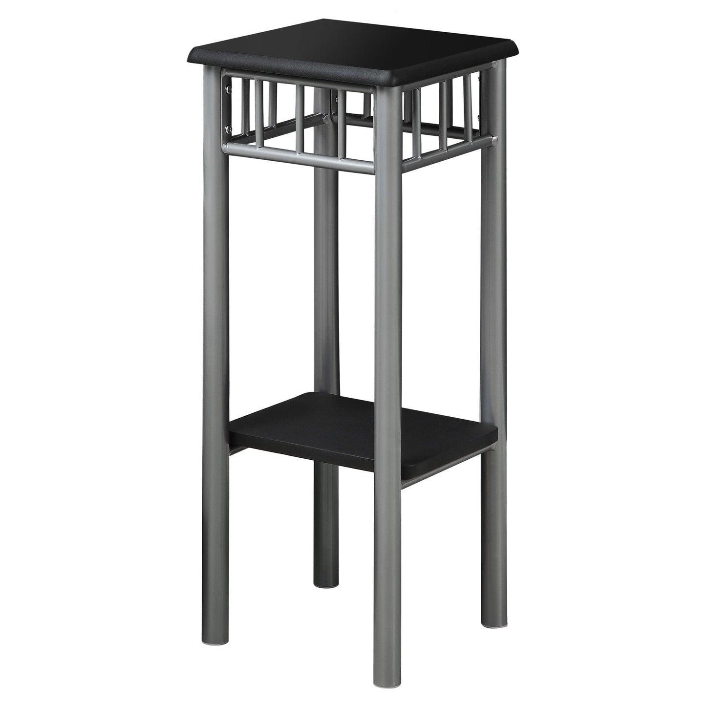 12" X 12" X 28" Black Silver Mdf Metal  Accent Table