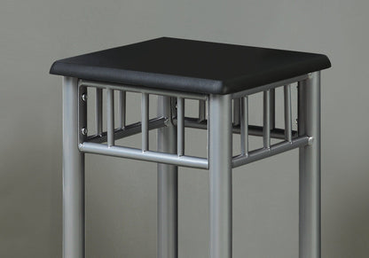 12" X 12" X 28" Black Silver Mdf Metal  Accent Table
