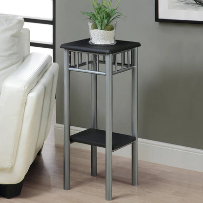 12" X 12" X 28" Black Silver Mdf Metal  Accent Table