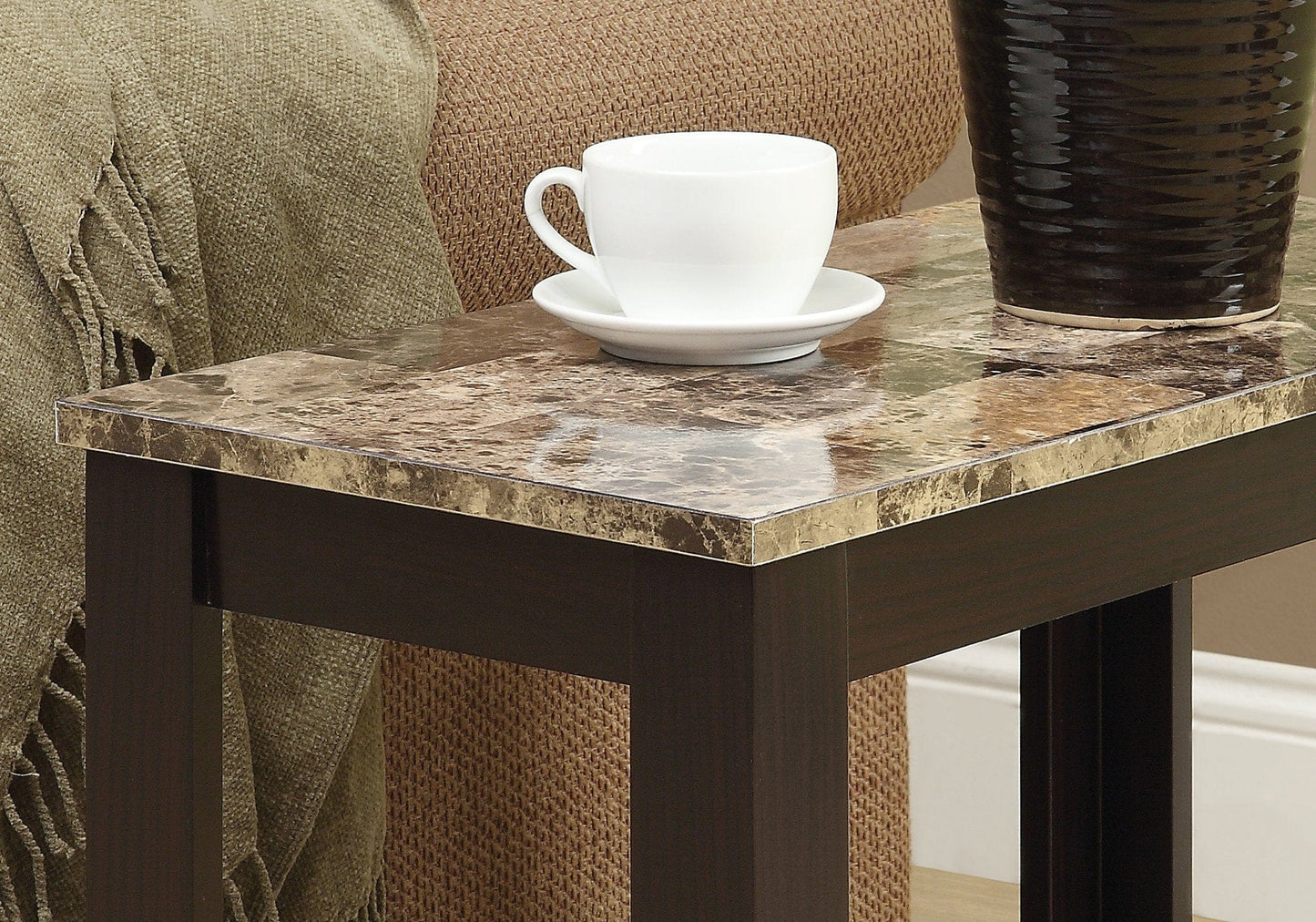 12" X 23.75" X 21.5" Cappuccino Particle Board Laminate Mdf  Accent Table
