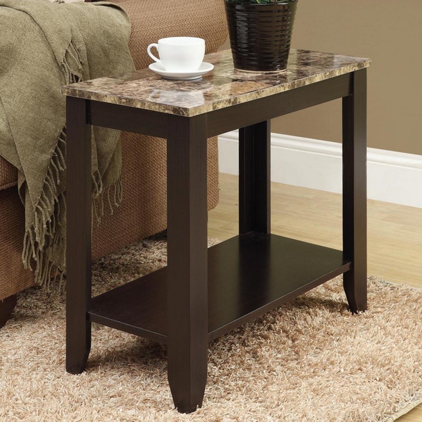 12" X 23.75" X 21.5" Cappuccino Particle Board Laminate Mdf  Accent Table