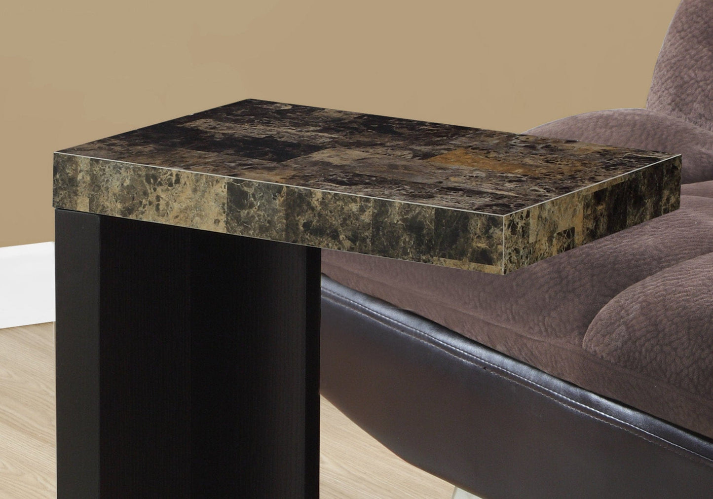 11.5" X 18" X 24" Cappuccino Hollow Core Particle Board  Accent Table