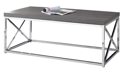17" Particle Board And Chrome Metal Coffee Table