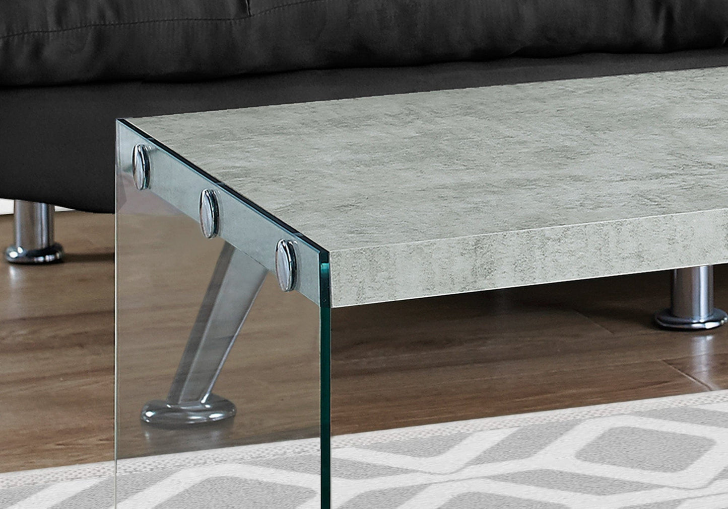 22" X 44" X 16" Dark Taupe  Tempered Glass  Coffee Table