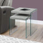 35.5" X 35.5" X 35.5" Dark Taupe Clear Particle Board Tempered Glass  2Pcs Nesting Table Set