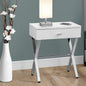 12" X 18.25" X 22.25" White Finish And Chrome Metal Accent Table