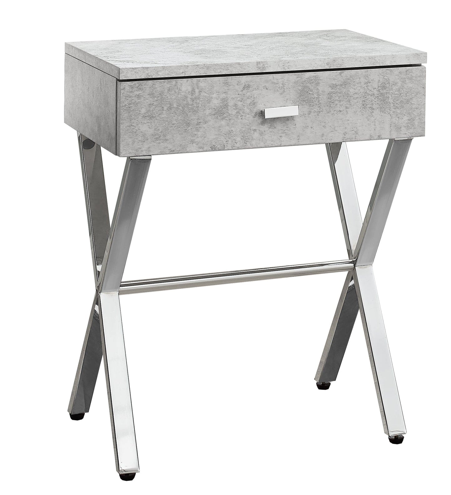 12" X 18.25" X 22.25" White Finish And Chrome Metal Accent Table