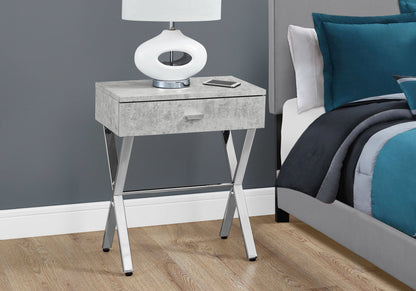 12" X 18.25" X 22.25" White Finish And Chrome Metal Accent Table