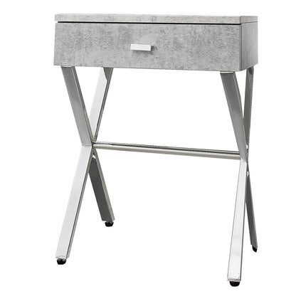12" X 18.25" X 22.25" White Finish And Chrome Metal Accent Table
