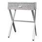 12" X 18.25" X 22.25" White Finish And Chrome Metal Accent Table