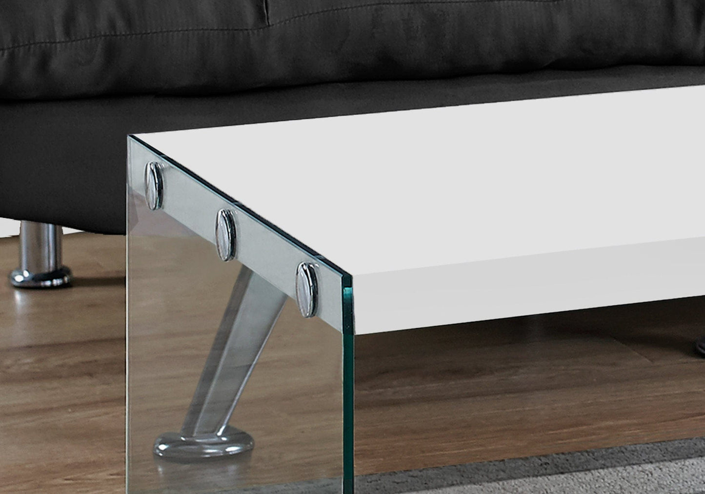 22" X 44" X 16" Dark Taupe  Tempered Glass  Coffee Table