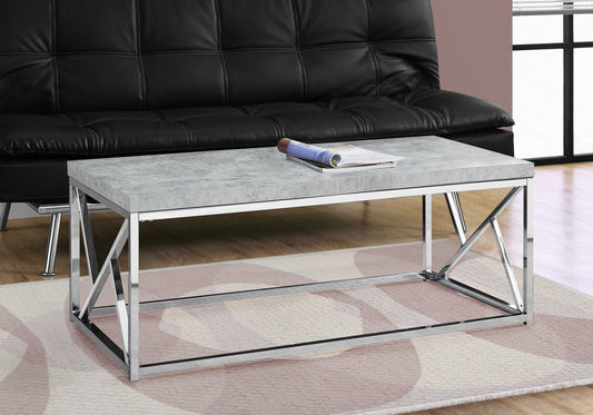 Industrial Chic Gray Faux Cement And Chrome Coffee Table
