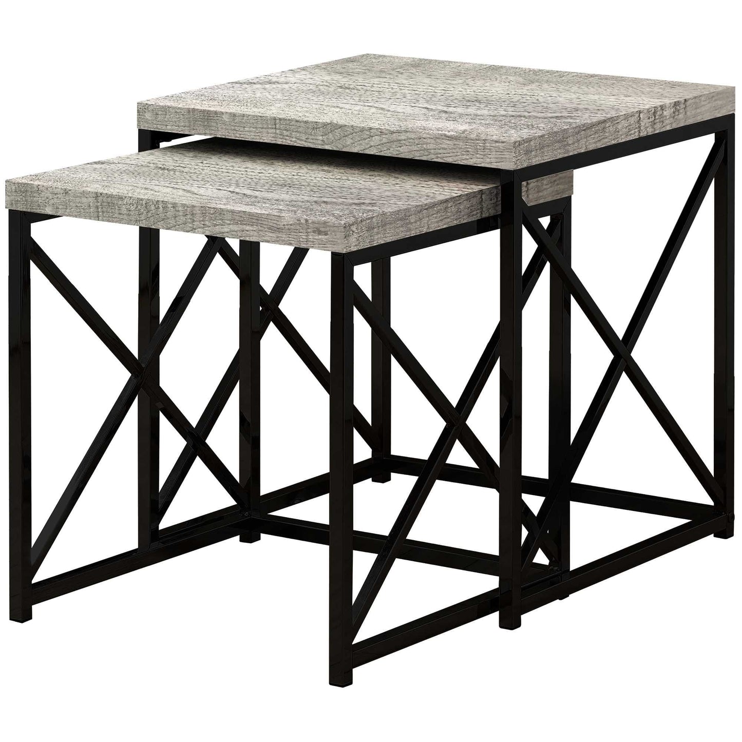 37.25" X 37.25" X 40.5" Brown Black Particle Board Metal  2Pcs Nesting Table Set