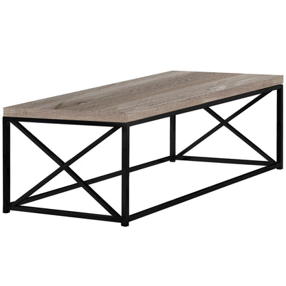 17" Reclaimed Wood Particle Board And Black Metal Coffee Table