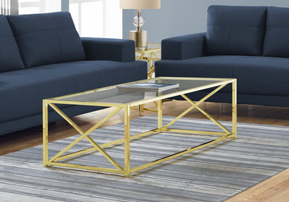 17.25" Chrome Metal And Clear Tempered Glass Coffee Table
